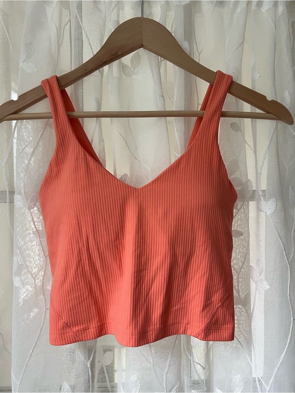 lululemon athletica Ribbed V-Neck Cropped Tank - Coral Orange